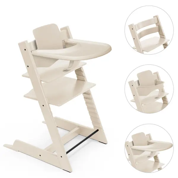 Set | Kinderstoel Stokke® Tripp Trapp® Vanilla White met Babyset + Eetblad
