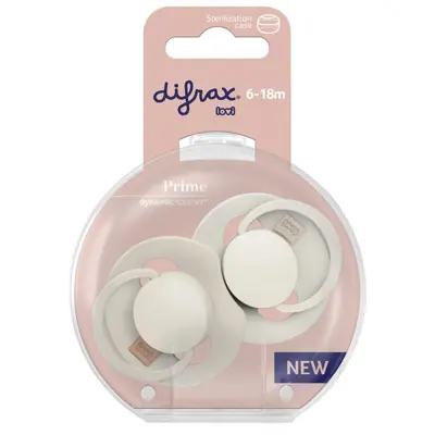 Fopspeen Difrax Dynamic 6-18 mnd Prime Coconut/Ivory 2 st.