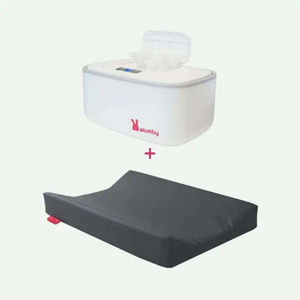 Wumby Combideal Aankleedkussen + Billendoekjesverwarmer Charcoal/Wit