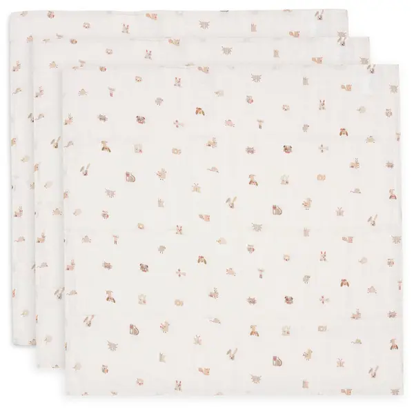 Multidoek Jollein Hydrofiel 70x70 Animal Friends 3-pack