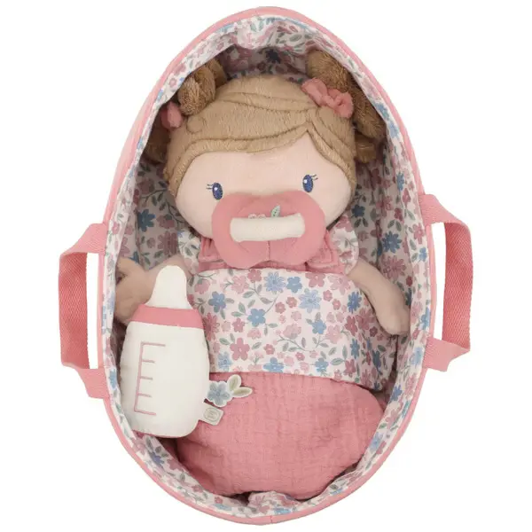 Babypop in Mandje Little Dutch Rosa
