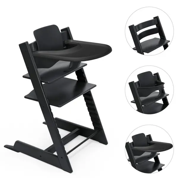 Set | Kinderstoel Stokke® Tripp Trapp® Black + Babyset + Eetblad