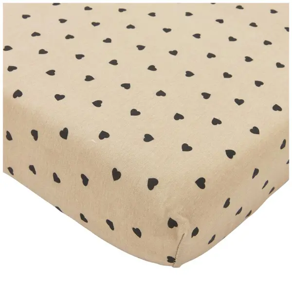 Hoeslaken Wieg Meyco Sweet Heart Sand/Black 40x80